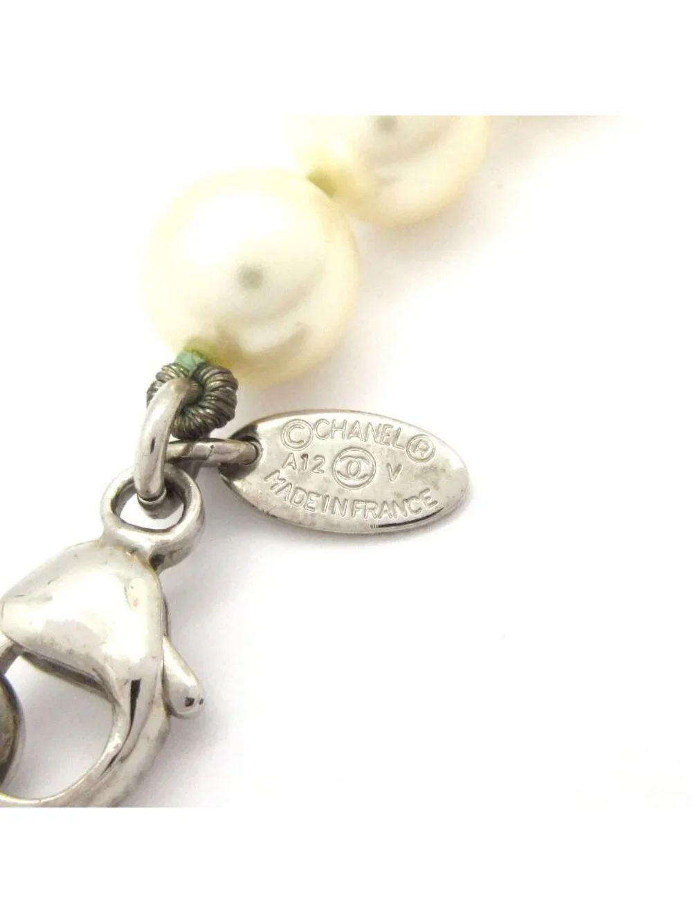 Chanel Necklace Silver Ivory Long CC Logo